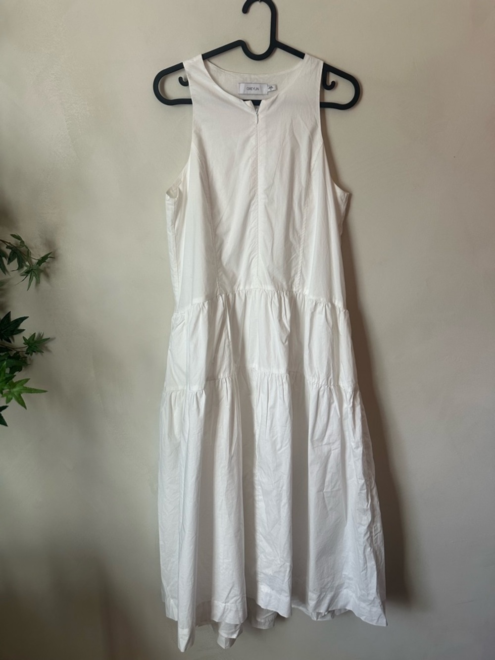 Anthropologie Greylin White Sleeveless Tiered Midi Dress Size Small 100% Cotton